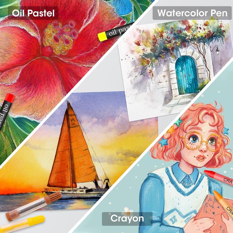 Vigorfun Art Supplies, 240-Piece Drawing Art Kit, Gifts for Girls Boys Teens, Art Set Crafts Case with Double Sided Trifold Easel, Includes Sketch Pads, Oil Pastels, Crayons, Colored Pencils (Purple) - Image 4